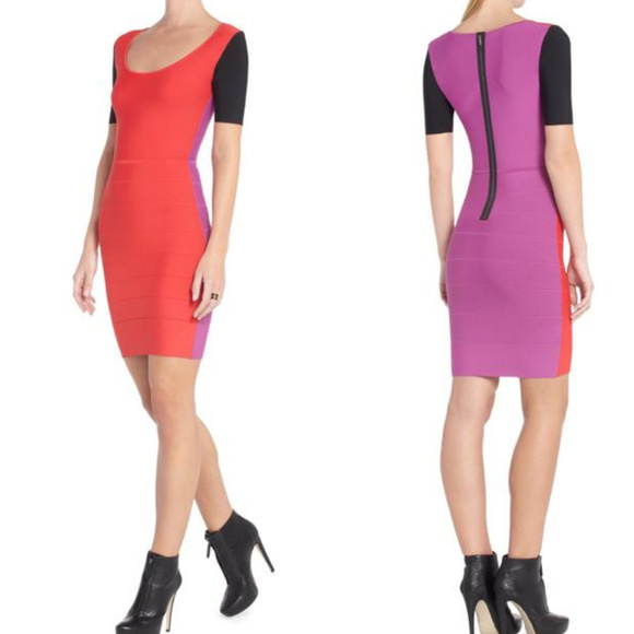 BCBGMaxAzria Finch Short Colorblock Bandage Dress - Picture 1 of 8